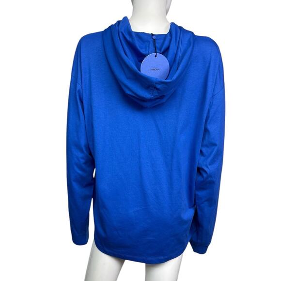 Pangaia Women's M Blue Long Sleeve Hoodie Organic Cotton Lightweight T-Shirt NWT - Picture 2 of 4
